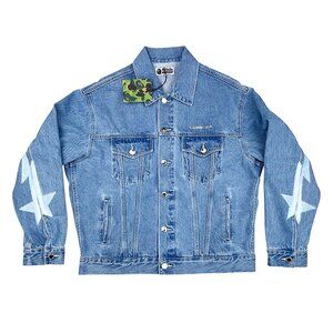 BAPE Metal Logo Pin Denim Jacket Light Indigo | A Bathing Ape